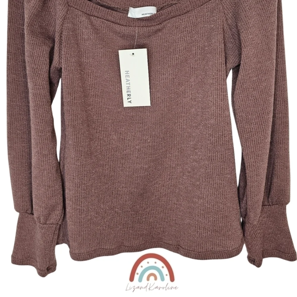 New! Heatherly Ribbed Knit Square Neck Sweater Top - Picture 6 of 11